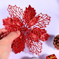 Miniatyrbilde 4 av 4: 12 stk Glitrende julestjerne-ornamenter, juletrepynt, kunstige blomster, juletregirlander, juledekor, rød