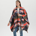 Miniatyrbillede 3 af 5: Slidset jacquard poncho fortykket varmt plys sjal wrap vinter varm poncho til kvinder