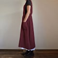 Pikkukuva 4 / 5: Naisten kuviollinen mekko, suuri yksivärinen messukasukka, pitkät olkaimet, puuvillapellava, puuvillapellavamekot, maailmanlaajuinen taskuilla