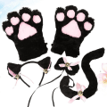 Miniatyrbilde 3 av 5: 5 stk Kreativ Katt Cosplay Kostyme Kitten Hale Ører Krage Labber Hansker Anime Lolita Gotisk Sett For Fest Cosplay (hvit)