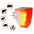 Miniatyrbillede 1 af 5: Solar vandtæt lysalarm 129DB dummy alarmsystem med blinkende lys, lyde af skud og lydeffekter af hundegøen (rød)