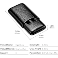 Miniatyrbillede 5 af 5: Læder Cigar Etui Rejse Humidor til 3 Cigarer med Cigarsaks