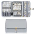 Miniatyrbillede 1 af 5: 1 stk. rejse smykkeopbevaringspose, sammenklappelig rejse smykkepung konvolut clutch, egnet til ringe, øreringe, halskæder, armbånd, brocher