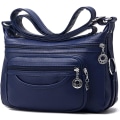 Miniatyrbilde 1 av 5: Kvinners crossbody-veske, Cusual multi-lommer PU-lær håndveske skuldertaske (blå)