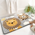Miniatyrbild 1 av 4: Liten Lejon Flockad Mattgolvmatta 50*80CM Hushåll Toalett Entré Badrumsmatta Halkfri Vattenabsorberande Golvmatta