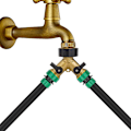 Miniatyrbillede 2 af 5: Heavy duty solid messing slange Y-afgrener, slangehane afgrener, 3/4 tommer messing slange adapter konnektor lukkeventil, slange sokkel adapter 2 ventiler, plu