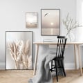 Miniatyrbillede 4 af 5: 30 x 40 cm, Sæt med 3 vægplakater, elegante, til stue, soveværelse, uden fotoramme, solnedgangs- og strandmønster