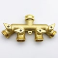 Miniatyrbilde 1 av 5: Slangefordeler (4-veis), messing vannings fireveis splitteradapter kuleventil kran kobling