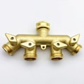 Miniatyrbillede 1 af 5: Slangefordeler (4-vejs), messingvandingsfirevejsadapterkugleventilhaneforbindelse