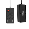 Miniatyrbillede 2 af 5: Multifunktionel overspændingsbeskytter med 4 stikkontakter og 4 USB-porte, stikdåse med individuel afbryder mod overbelastning, 1,5 m sort