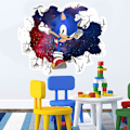 Pikkukuva 3 / 5: Seinän tarra - Sonic seinän tarra 3D-tarra Sonic Adventure TV-tausta Ikkunan koriste Irrotettava tarra Vinyylitarra 40*50cm