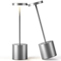 Miniatyrbilde 1 av 4: Trådløs berøringsbordlampe LED-nattlys, USB-batteridrevet oppladbar bordlampe for soverom/stue/utendørs bærbar lys (2 stk sølv)