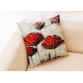 Miniatyrbild 5 av 5: Konstgjord Blomkuddfodral 18x18 tum Set om 4 Röd Blomkuddfodral 45cm x 45cm Bohemian Linne Kvadratisk Kuddfodral Vardagsrum Soffa