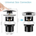 Miniatyrbillede 3 af 5: Slavabo bundventil med matsort overløb, universal chonphan G1 1/4 \"messingventil pop-up fido til vask
