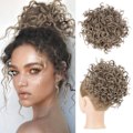 Pikkukuva 4 / 4: 1PCS Messy Hair Bun Hair Piece Elastic Drawstring Loose Wave Large Curly Bun Short  Bun Extension for Women Daily Use - Natural Black