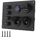 Miniatyrbilde 1 av 5: Panel med 4-veis vanntett bryter med dobbel USB-port og spenningsdisplay, 12 V-uttak for bil, båt, bobil