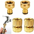 Miniatyrbilde 1 av 5: Hageslangekobling 4-pakning Hurtigkobling Hageslange Messing Hageslangekobling Messing Kran Slangekoblinger 1/2 og 3/4 Ekstern Gjenge
