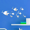 Miniatyrbild 4 av 4: 8-pack 3D Tropiska Fiskar Spegel Effekt Väggdekaler Mode Design Konst Dekaler Heminredning Silver