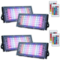 Miniatyrbilde 1 av 5: 4 Pakning Dimbar RGB LED Flomlys Utendørs, IP66 Vanntett med Fjernkontroll, 16 Farger, 4 Lysmoduser for Utendørs, Innendørs og Utendørs (50W)
