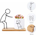Miniatyrbild 4 av 5: Herefun Keramisk Sukkulentkruka, Blomkruka med Bambubricka, Sukkulentkrukor Kaktus Kruka, Krukväxt för Sukkulent, Blomkruka Present till Hem, Kontor