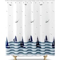 Miniatyrbillede 5 af 5: 120x200 - Anti-skimmel bruseforhæng med våd kant, vandtætte vaskbare bruseforhæng, ocean polyester stof bruseforhæng med kroge til badekar brusekabine