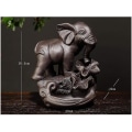Miniatyrbillede 2 af 3: Keramisk Vandfald Elefant Tilbage Strømmende Røgelse Brænder Stativ