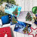 Miniatyrbild 2 av 3: 4 st 5D Jul-kort DIY Handgjorda Diamantmålning Kit Julgran Hälsningskort med Kuvert för Julhälsningar