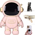 Miniatyrbilde 2 av 5: Søt skjult astronaut telefonholder (svart og rosa), sammenleggbart stativ for nettbrett og telefon, kreativ justerbar retro nettbrett telefon grep ringholder ABS