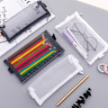 Miniatyrbild 5 av 5: 4 st (20*11cm/20*9cm) dragkedja nät dragkedja pennfodral multifunktionell arrangör förvaringsväskor för resor kosmetika kontorsmaterial färg 2 färger