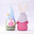 Miniatyrbild 2 av 5: Påskhare Gnome Prydnader, Söta Herr och Fru Kanin Handgjorda Påsk Gnome Plysch Elf Prydnader, Vår Påsk Hem Bordsdekorationer