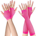 Miniatyrbilde 1 av 5: 2 par med lange og korte fiskenett hansker (rosa) Fingerløse fiskenett hansker Mesh hansker 80-talls fiskenett hansker Hansker for 80-talls fancy dress acce