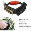 Pikkukuva 3 / 3: Grillin puhdistusharja 3 in 1, harja, raaputin ja hankaustyyny grilleille ja hiilelle, kaasu- tai sähkögrilleille Mitat: 16,5 x 7 cm