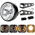 Miniatyrbillede 1 af 5: Rund motorcykel forlygte - LED projektor med monteringsbeslag - 12v 7 \"halogen LED