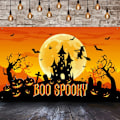 Pikkukuva 1 / 5: Halloween-juhlien koristeet, suuri kangas Halloween-tausta Boo Spooky Banner, 6 x 3,6 jalkaa