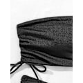Pikkukuva 3 / 4: Naisten 2-osainen bandeau-uimapuku, solmittava sivu, ribbineulottu bikinit, L