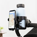 Miniatyrbild 4 av 4: Barnvagnskopphållare Mobiltelefonhållare 2-i-1 Barnvagn Babyflaska Vattenkopphållare Navigationsfäste 360 Grader Justerbar