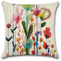 Miniatyrbild 3 av 5: 45 x 45 cm kuddfodral, set om 4 linnekuddfodral, soffa fågel blomsterdekorationer, utomhus trädgård, säng, soffa, bil (45,7 x 45,7 cm)