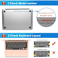 Miniatyrbild 5 av 5: Tangentbordsskydd Kompatibel med 2021 2020 Nya M1 MacBook Air 13,3 Tum A2337 A2179 med Retina-skärm  Touch ID, QWERTY EU-layout, Genomskinlig TPU
