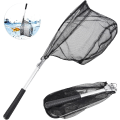 Miniatyrbilde 1 av 5: Sammenleggbar Fiskefangstnett Teleskopisk Rustfritt Sammenleggbart Fiskefangstnett Predator Fiskefangstnett med Gummiflue Triangulært Fiskenett 50CM fo