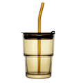 Miniatyrbilde 3 av 3: 450 ml tumblerkopp, glass kaffekopp med sugerør og lokk
