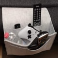 Miniatyrbild 4 av 5: Grå soffa sovsäck - halkfri filt sängbord väska för böcker, tidningar, iPad, mobiltelefon, fjärrkontroll grå, hängande ficka sängförvaring