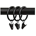 Miniatyrbillede 1 af 3: Sort 10 gardinringe med klemmer indvendig diameter 3,5 x 35 mm (1,37 tommer)