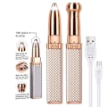 Miniatyrbillede 1 af 5: Øjenbryns trimmer (guld), ansigtepilator til kvinder, 2-i-1 barbermaskine  Smertefri epilator (til øjenbryn, ansigtshår, læber, hage), indbygget LED-lys