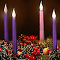 Pikkukuva 1 / 5: 4 kpl LED-liekittömiä adventtikynttilöitä, violetti ja vaaleanpunainen, jouluun ja adventtirituaaleihin