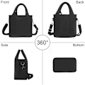 Pikkukuva 2 / 5: Naisten kangaskassi, monikäyttöinen kassi ja olkalaukku vetoketjulla, crossbody-laukku, sopii kouluun, ostosten tekoon, matkustamiseen, työskentelyyn ja päivittäiseen käyttöön (musta)