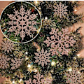 Miniatyrbilde 1 av 5: 36 stk hvite snøfnugg ornamenter i plast med glitter for vinter og juletrepynt i forskjellige størrelser (r