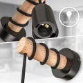 Miniatyrbillede 5 af 5: væglampe, retro industrielt design, træ  metal, stue  soveværelse belysning, E27 fatning, til 10W max LED pære, sort