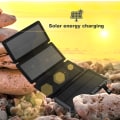 Miniatyrbillede 3 af 4: Ny foldbar solcelledrevet powerbank - 20000mAh med trådløs opladning powerbank med stærk belysning