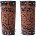 Miniatyrbillede 1 af 5: Håndlavede fuldnarvede læderbracers, Viking Rune Kompas Bracers, Middelalderlig Bracer Læder Gauntlet Bracer, Læder Bracer Arm Cuff Armor, , brun 2