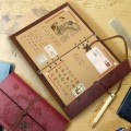 Miniatyrbillede 4 af 5: A5 (brun) Læder notesbog - Læder rejse notesbog med spiralryg og linjeret papir Klassiske retro prægede vedhæng